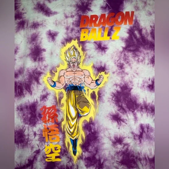 NWT Unisex Toei Animation Dragon Ball Z Goku Purple Tie Dye T-Shirt Adult Medium - Picture 2 of 5